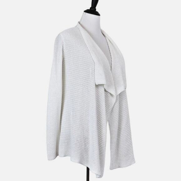 Eileen Fisher Size XS Open Waterfall Linen Cardigan Oversize White - Picture 8 of 11